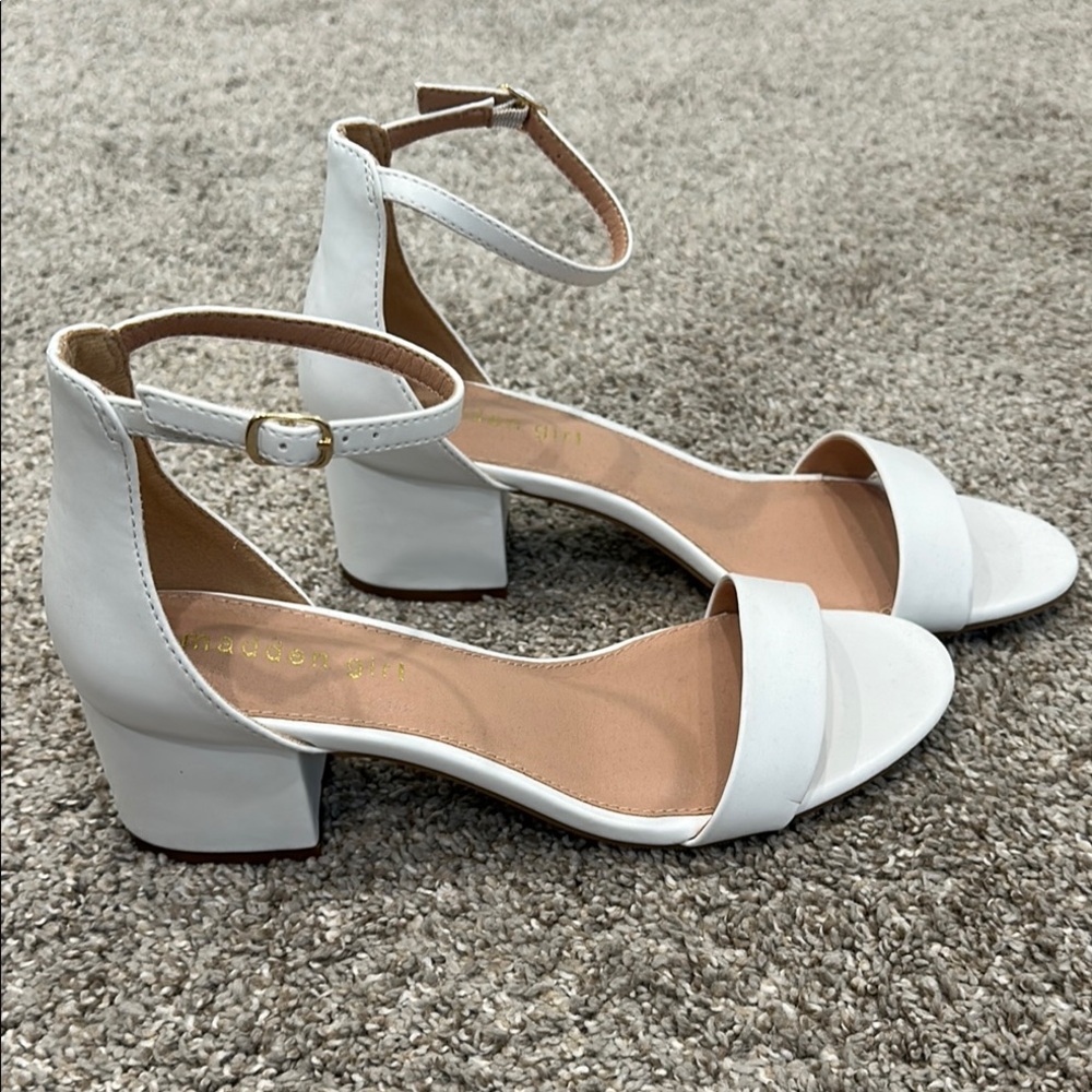 Madden Girl Elegant White Ankle Strap Heels. Brand New. Size 7.5